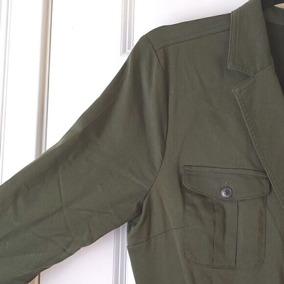 J. McLaughlin Wrap Dress 3/4 Length Sleeves Notched Lapel Green Size L - Picture 4 of 11